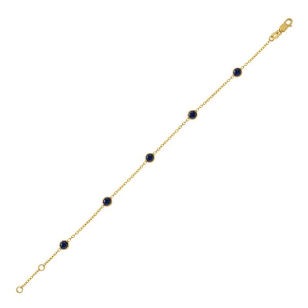 14K Yellow Gold Blue Sapphire Station Bracelet