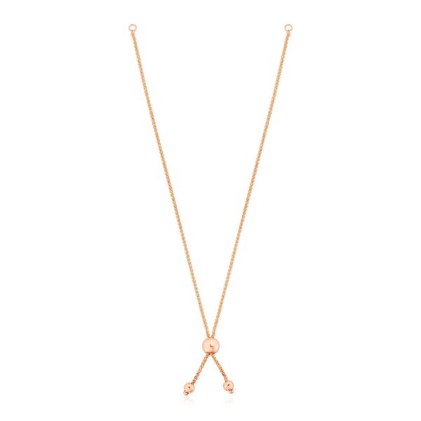 14k Rose Gold Adjustable Friendship Bracelet Chain with Ball Slide