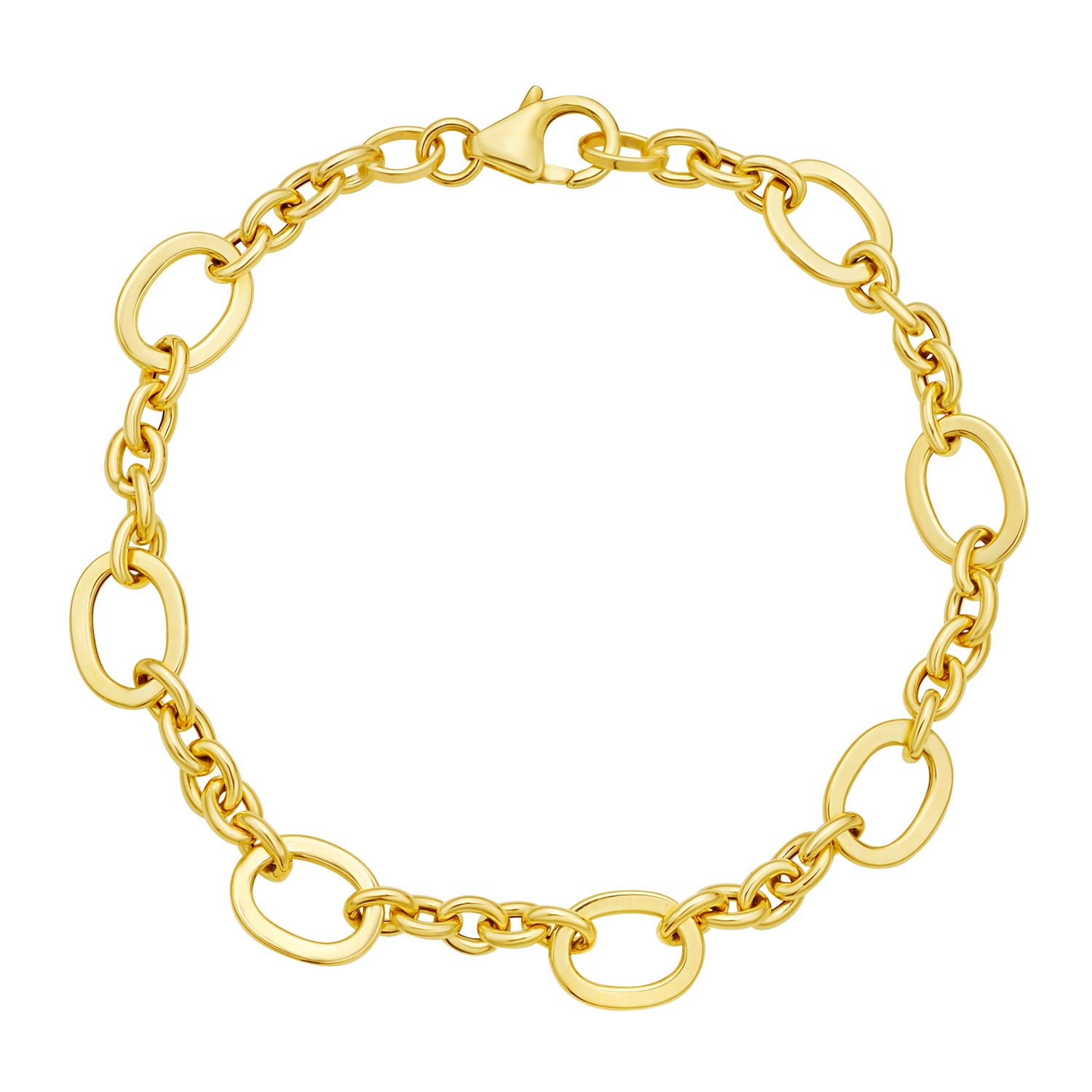 14K Yellow Gold Five and One Oval Link Chain Bracelet
