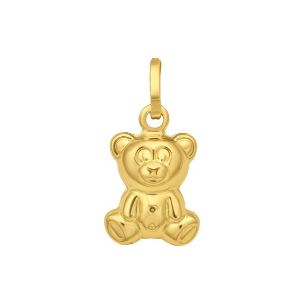 14K Yellow Gold Polished Teddy Bear Charm Pendant