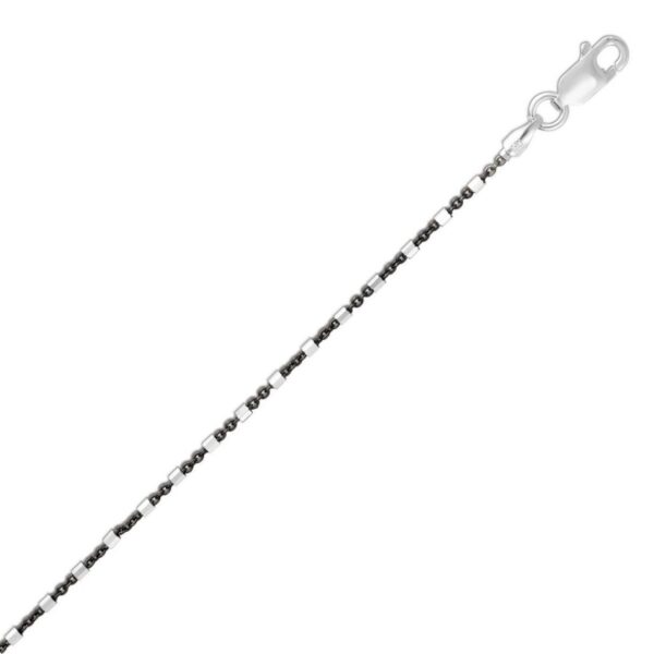 Sterling Silver Rhodium Plated Bead and Bar Anklet