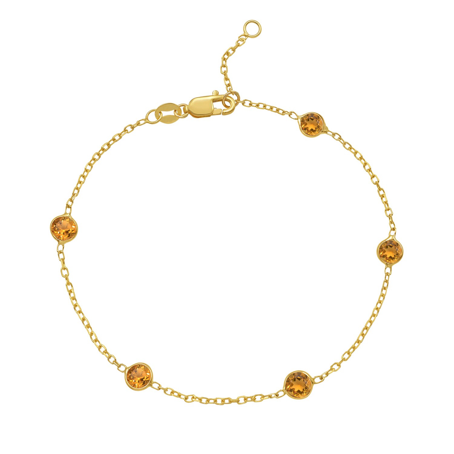 14K Yellow Gold Citrine Station Bracelet - Image 2