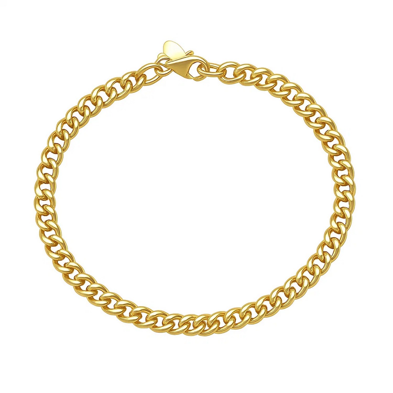 14K Yellow Gold Petite Faceted Cuban Link Chain Bracelet (4.50 mm)