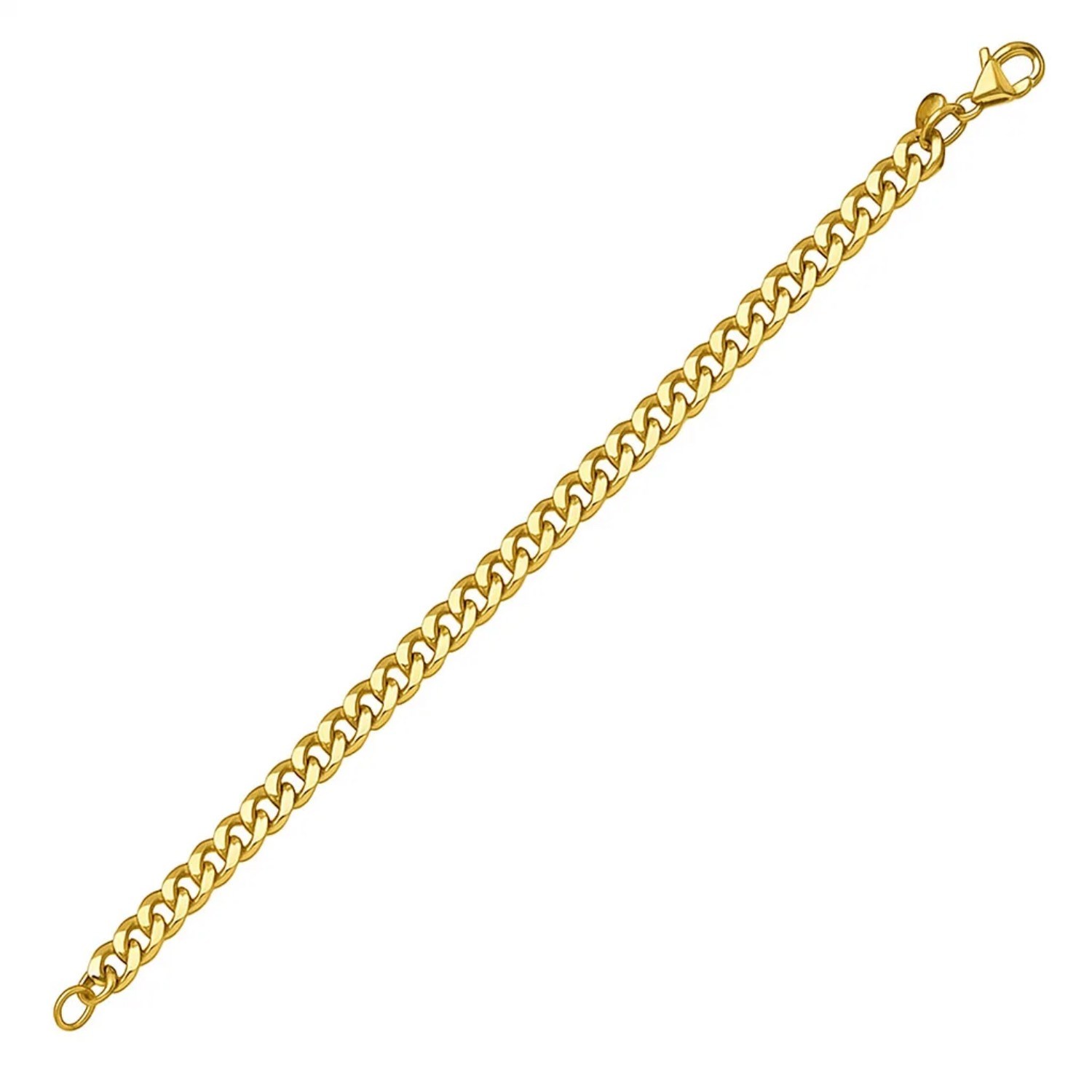 14K Yellow Gold Petite Faceted Cuban Link Chain Bracelet (4.50 mm) - Image 2