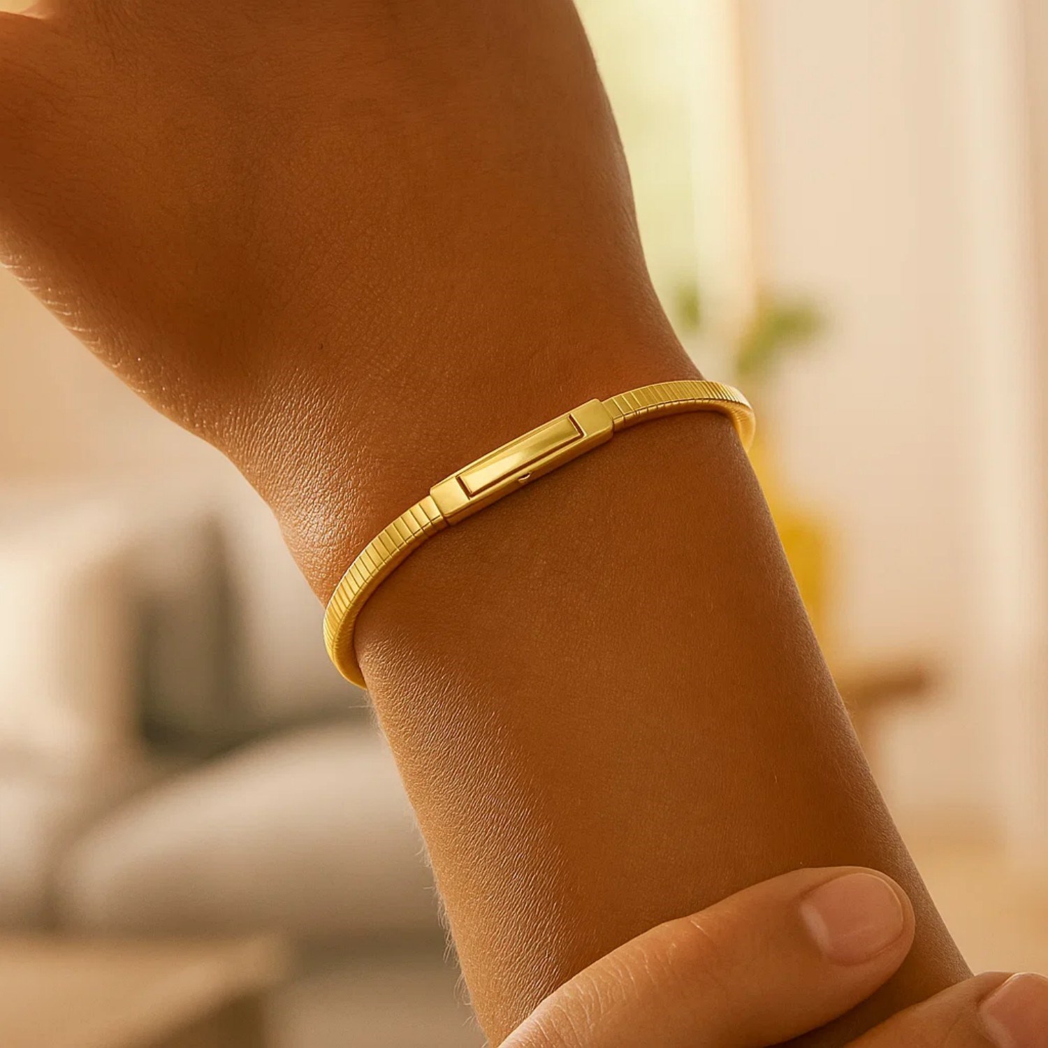 Gold Over Sterling Silver Cubogas Chain Bracelet - Image 3