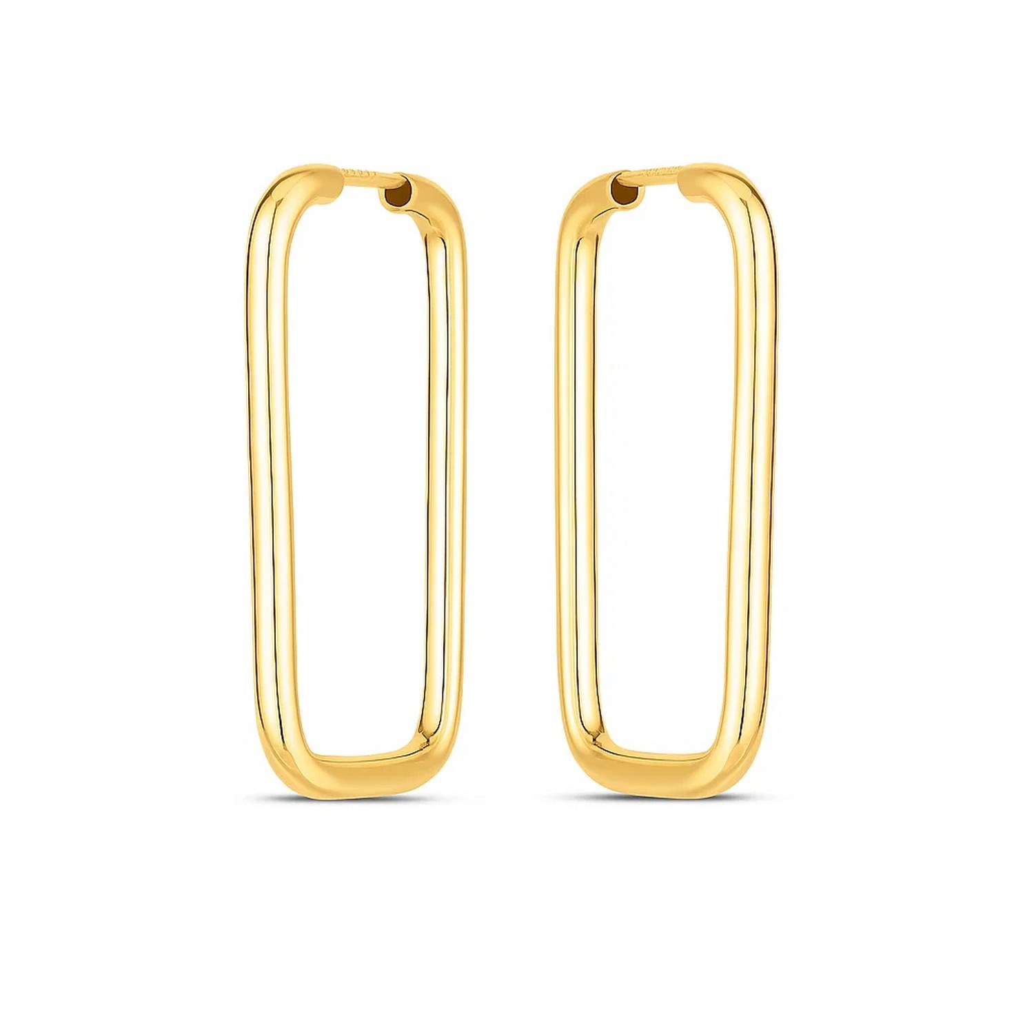 14k Yellow Gold Endless Rectangle Hoops - Image 2