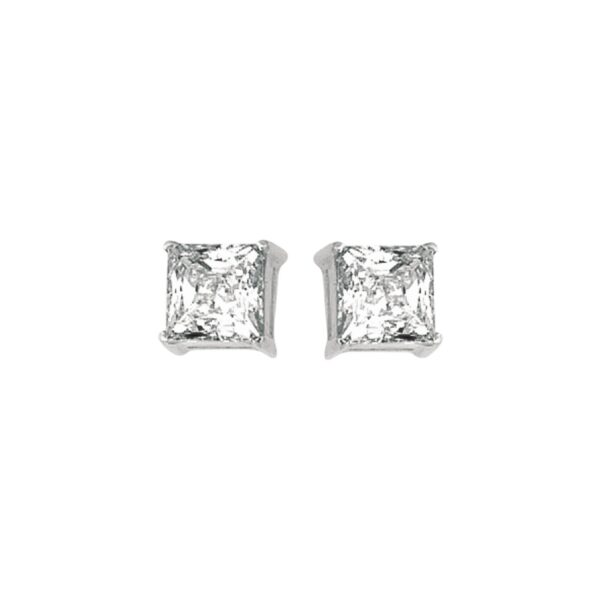 Sterling Silver Princess CZ Stud Earrings (6.00 mm)