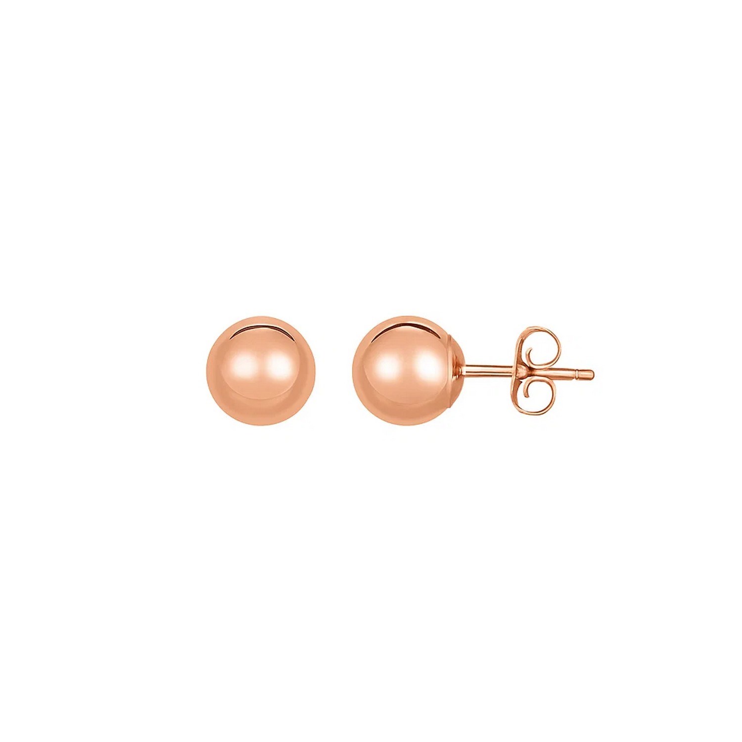 Classic Round Stud Earrings in 14k Rose Gold (7.00 mm)