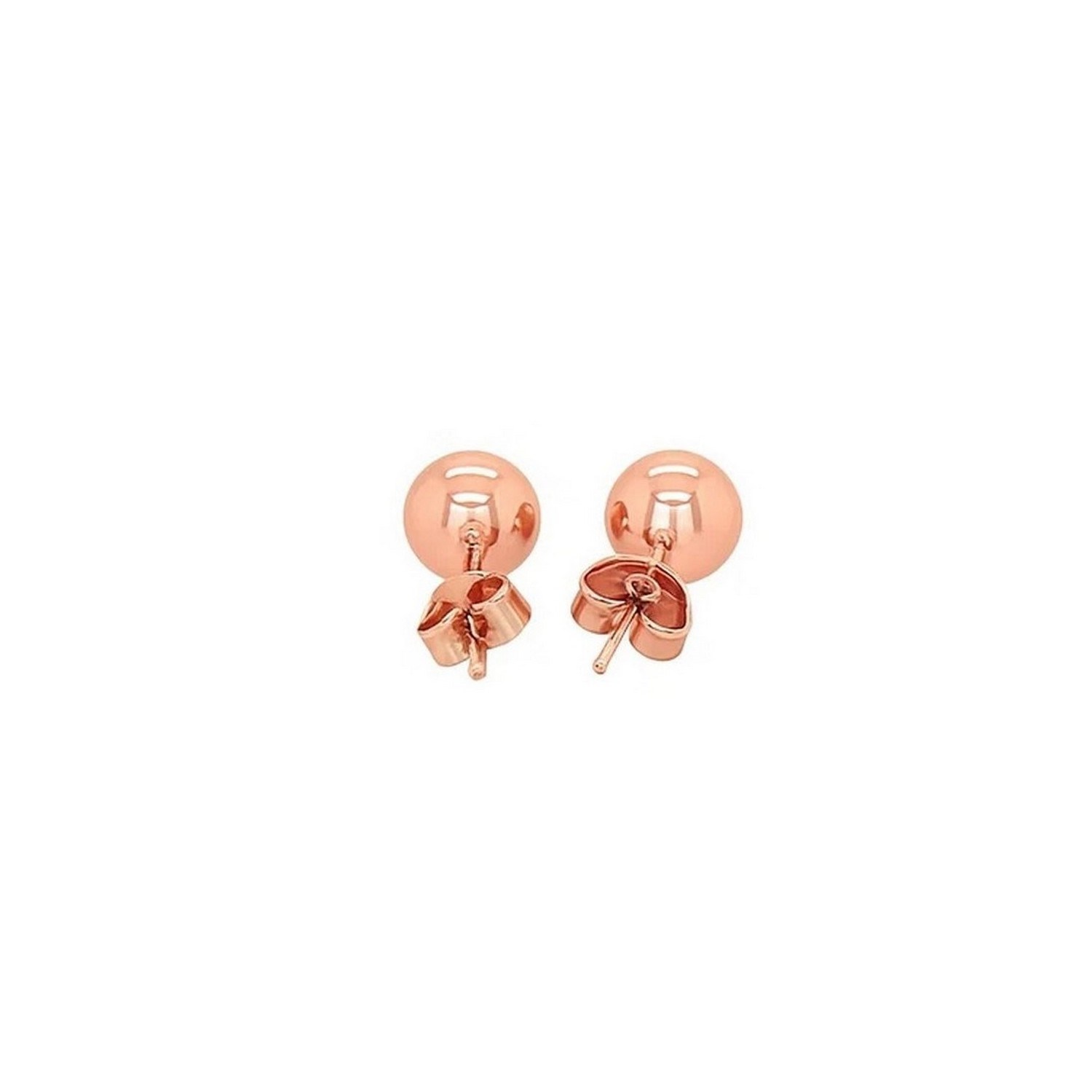 Classic Round Stud Earrings in 14k Rose Gold (7.00 mm) - Image 3