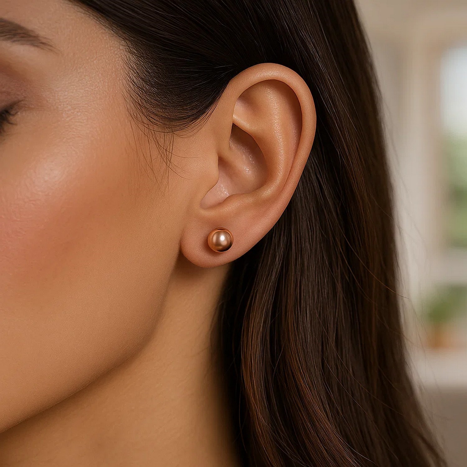 Classic Round Stud Earrings in 14k Rose Gold (7.00 mm) - Image 4