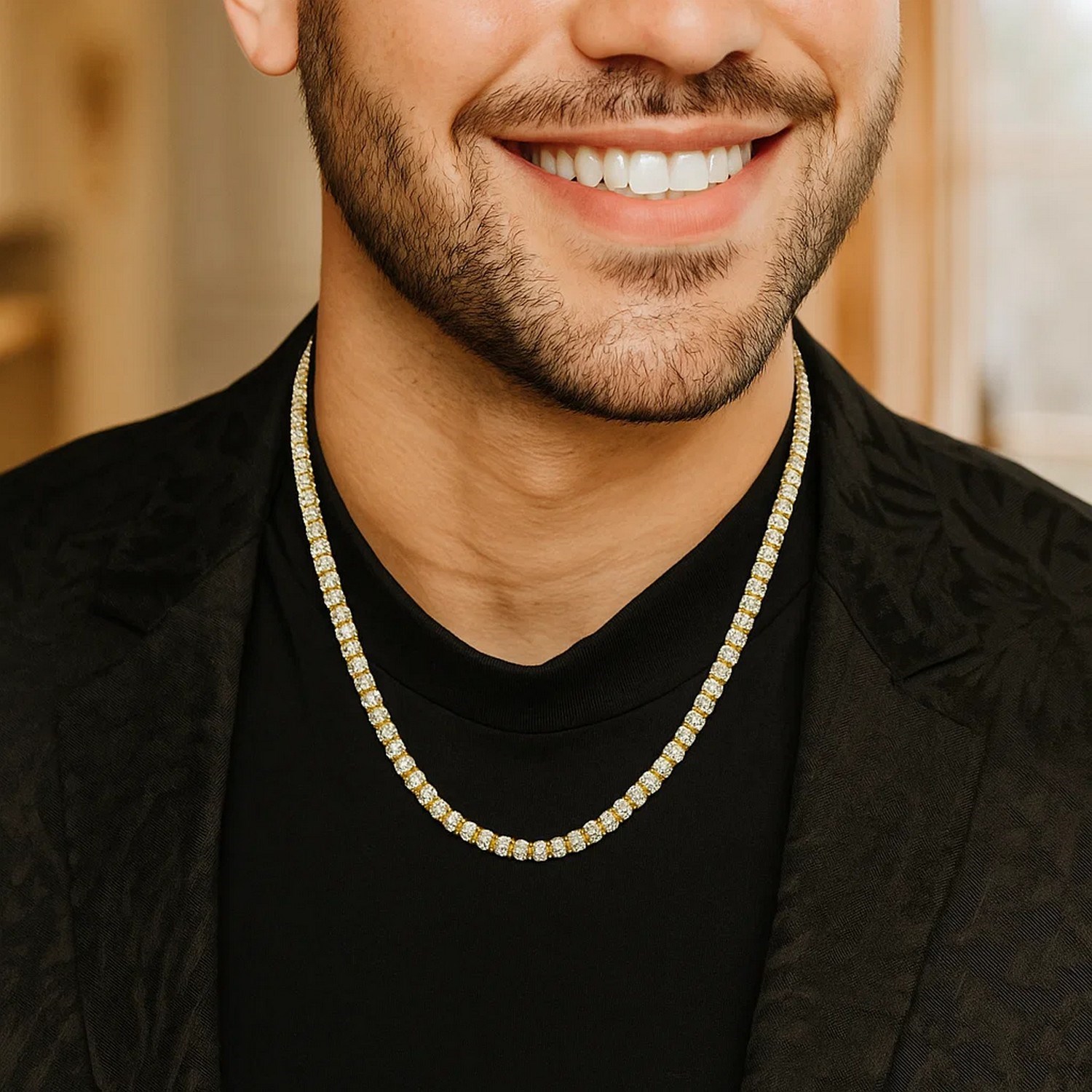 Sterling Silver with Gold Plated Ice Barrel Chain (4.00 mm) - Image 6