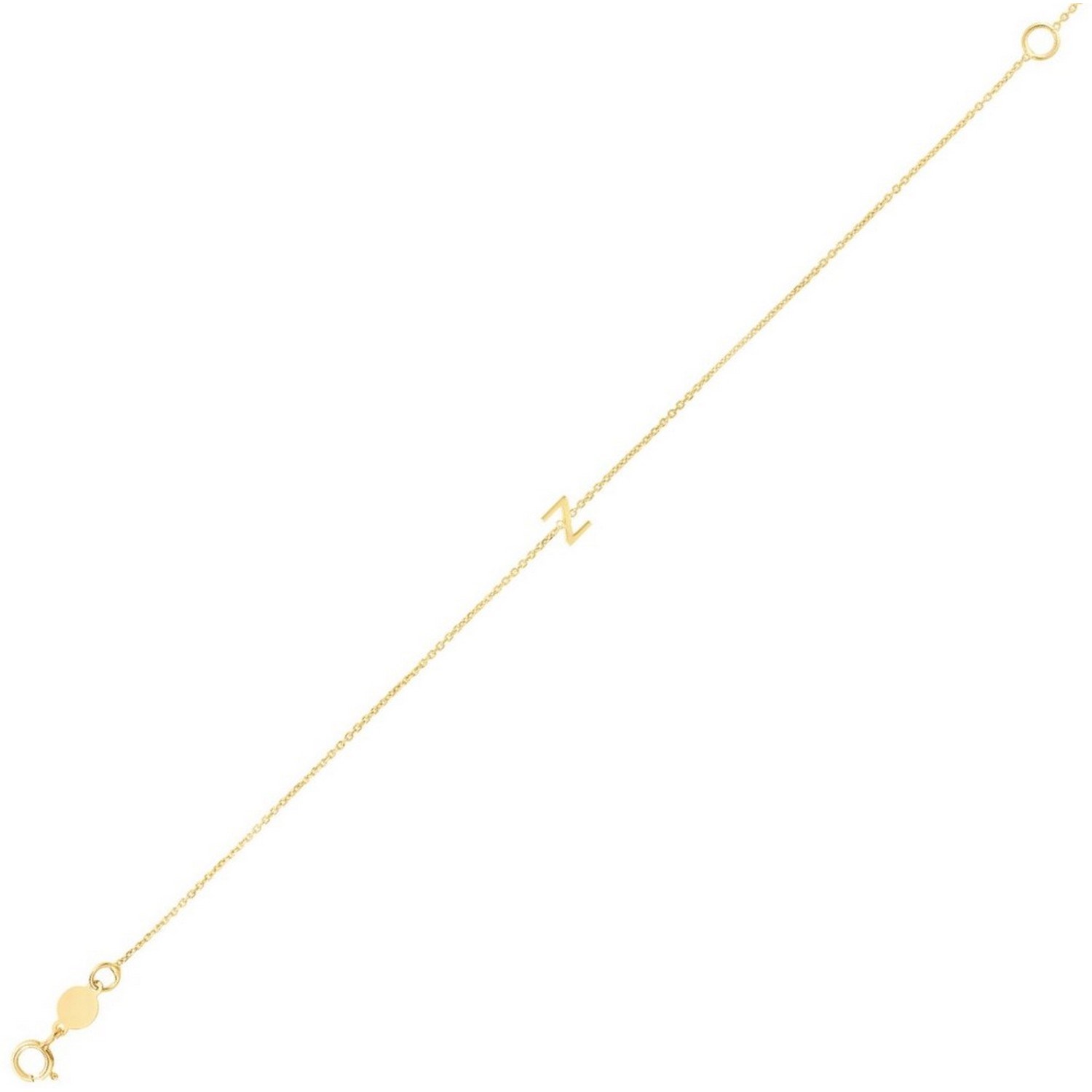 14K Yellow Gold Mini Initial Z Bracelet