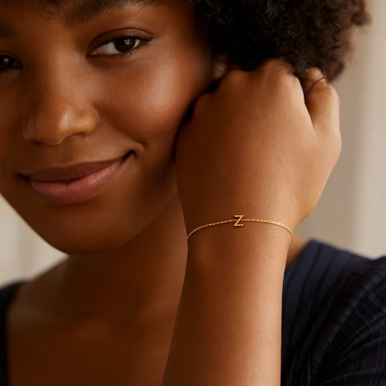 14K Yellow Gold Mini Initial Z Bracelet - Image 4