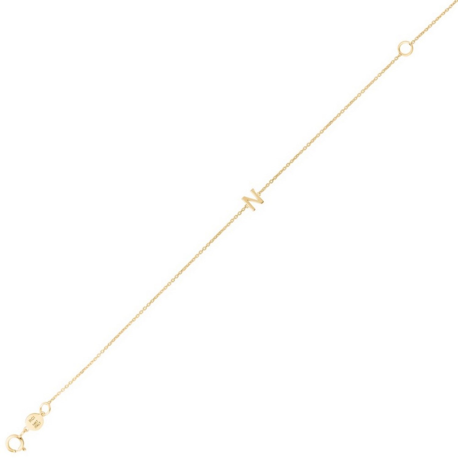 14K Yellow Gold Mini Initial N Bracelet