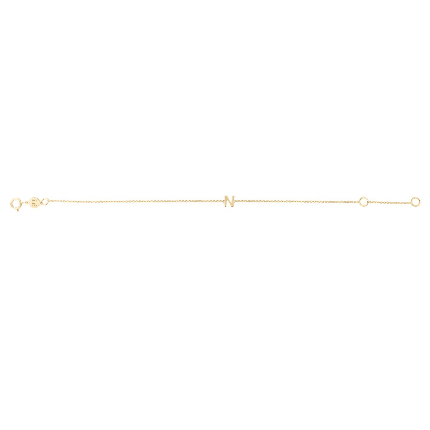 14K Yellow Gold Mini Initial N Bracelet - Image 2