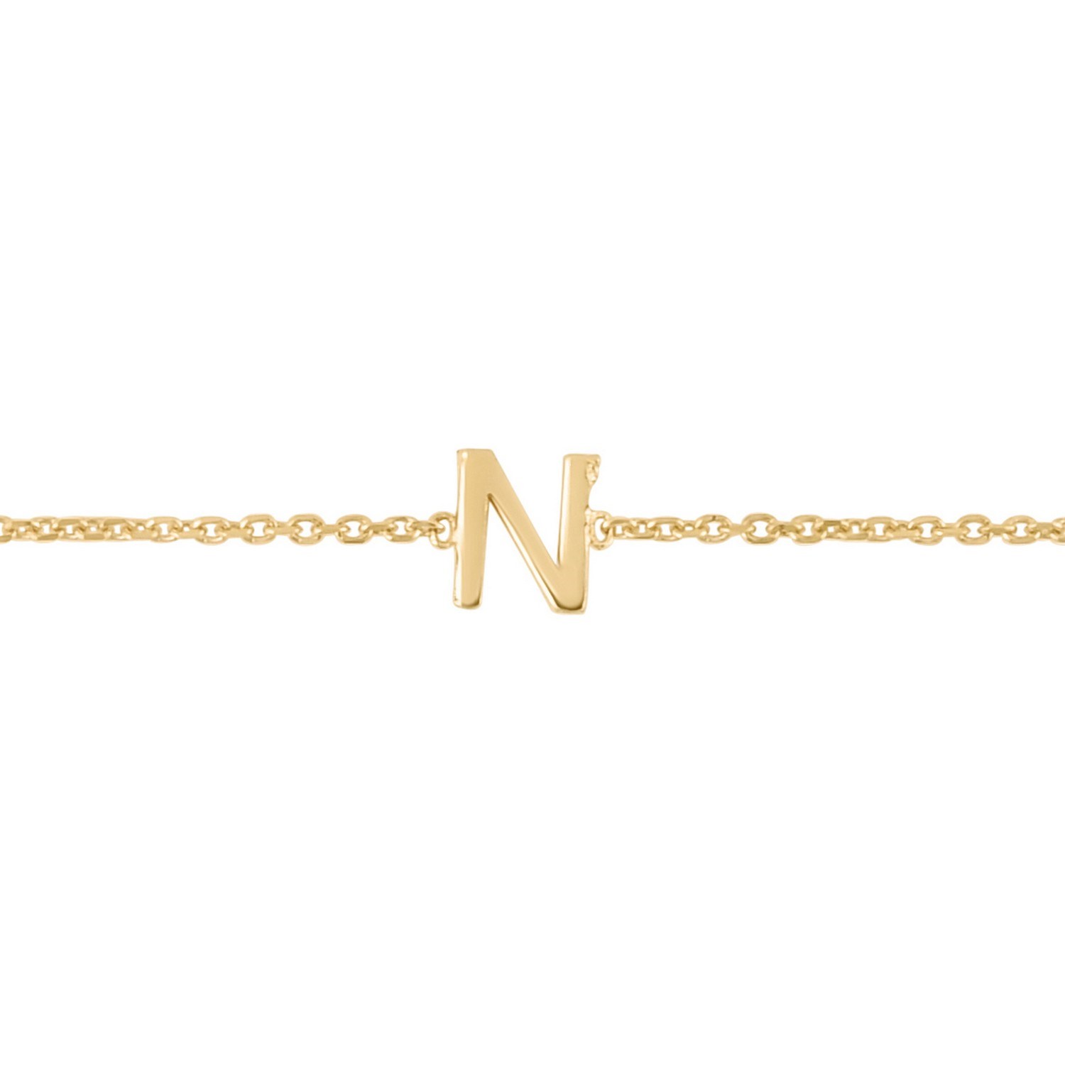 14K Yellow Gold Mini Initial N Bracelet - Image 3