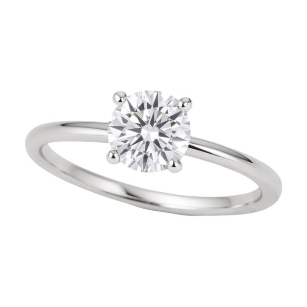 3/4 Carat Round Lab Grown IGI G/VS1 Diamond Solitaire Ring in Sterling Silver