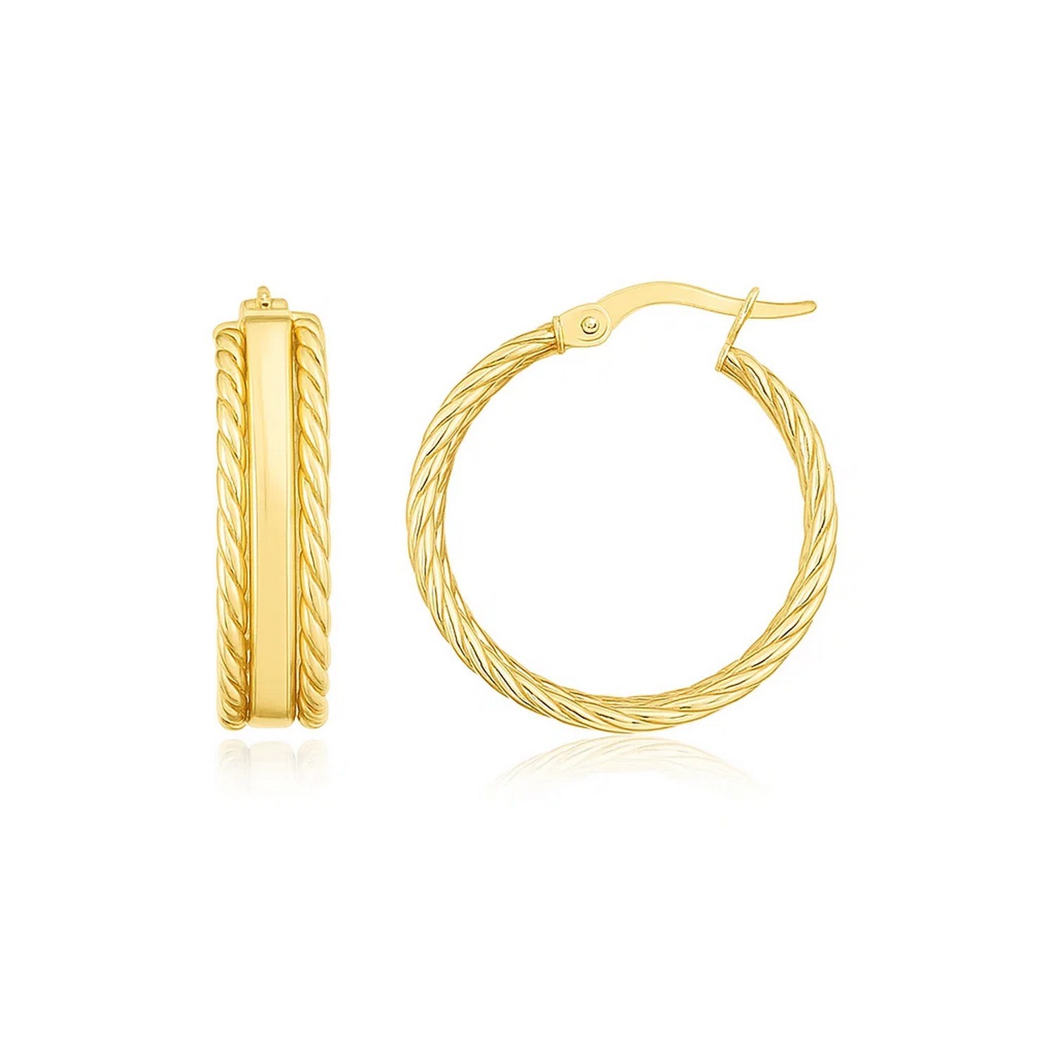14K Yellow Gold Triple Row Hoop Earrings