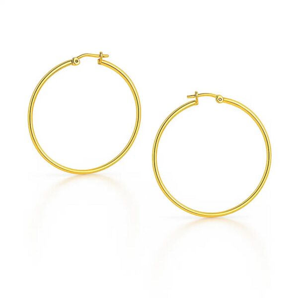 10k Yellow Gold Polished Hoop Earrings (3x25 mm)