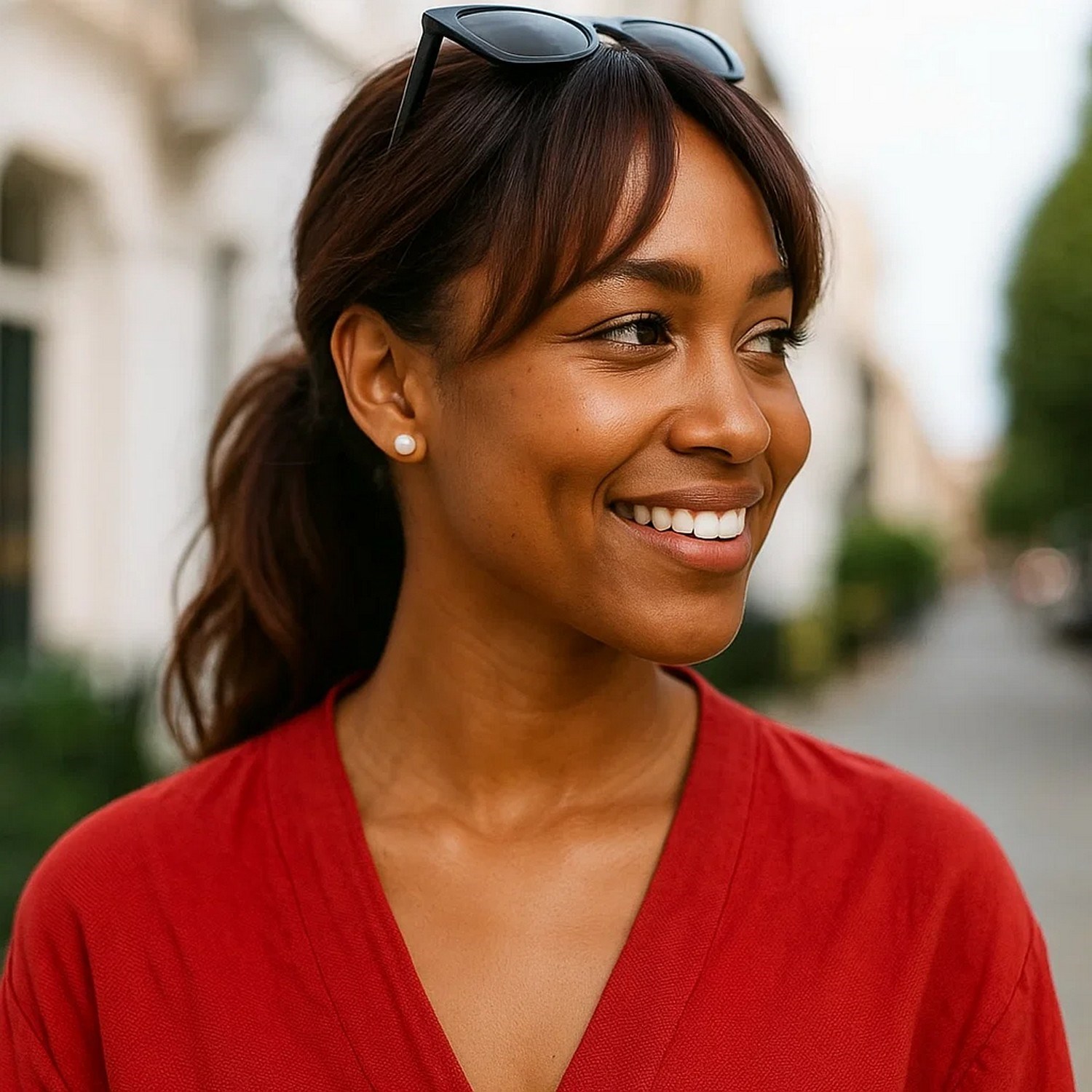 White Freshwater Cultured Pearl Stud Earrings in 14K White Gold (7.00 mm) - Image 3