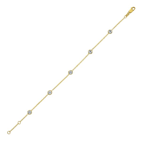 14K Yellow Gold CZ Station Bracelet