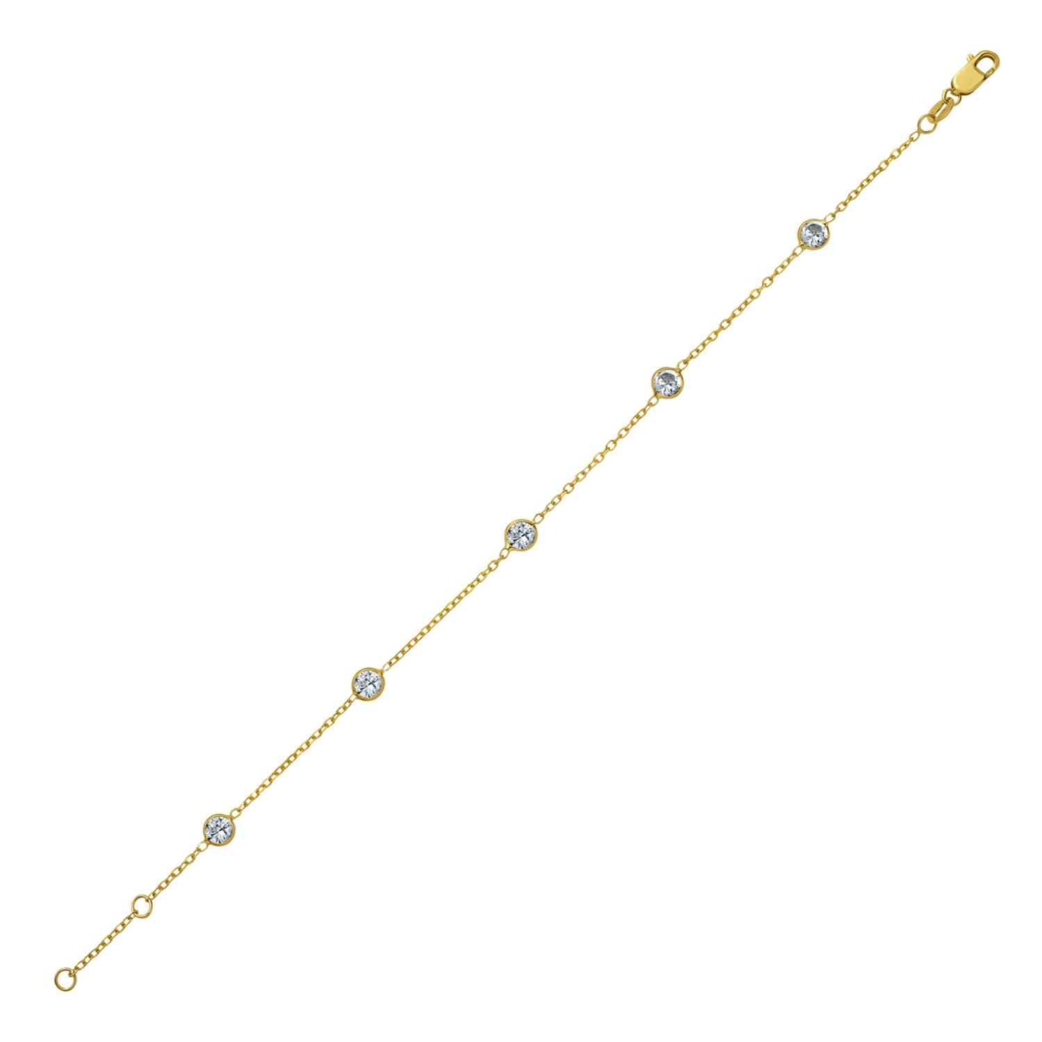 14K Yellow Gold CZ Station Bracelet
