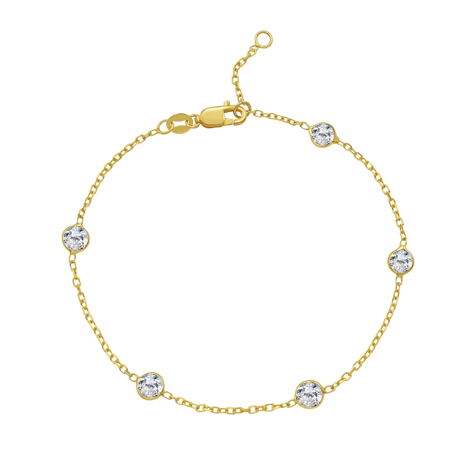 14K Yellow Gold CZ Station Bracelet - Image 2