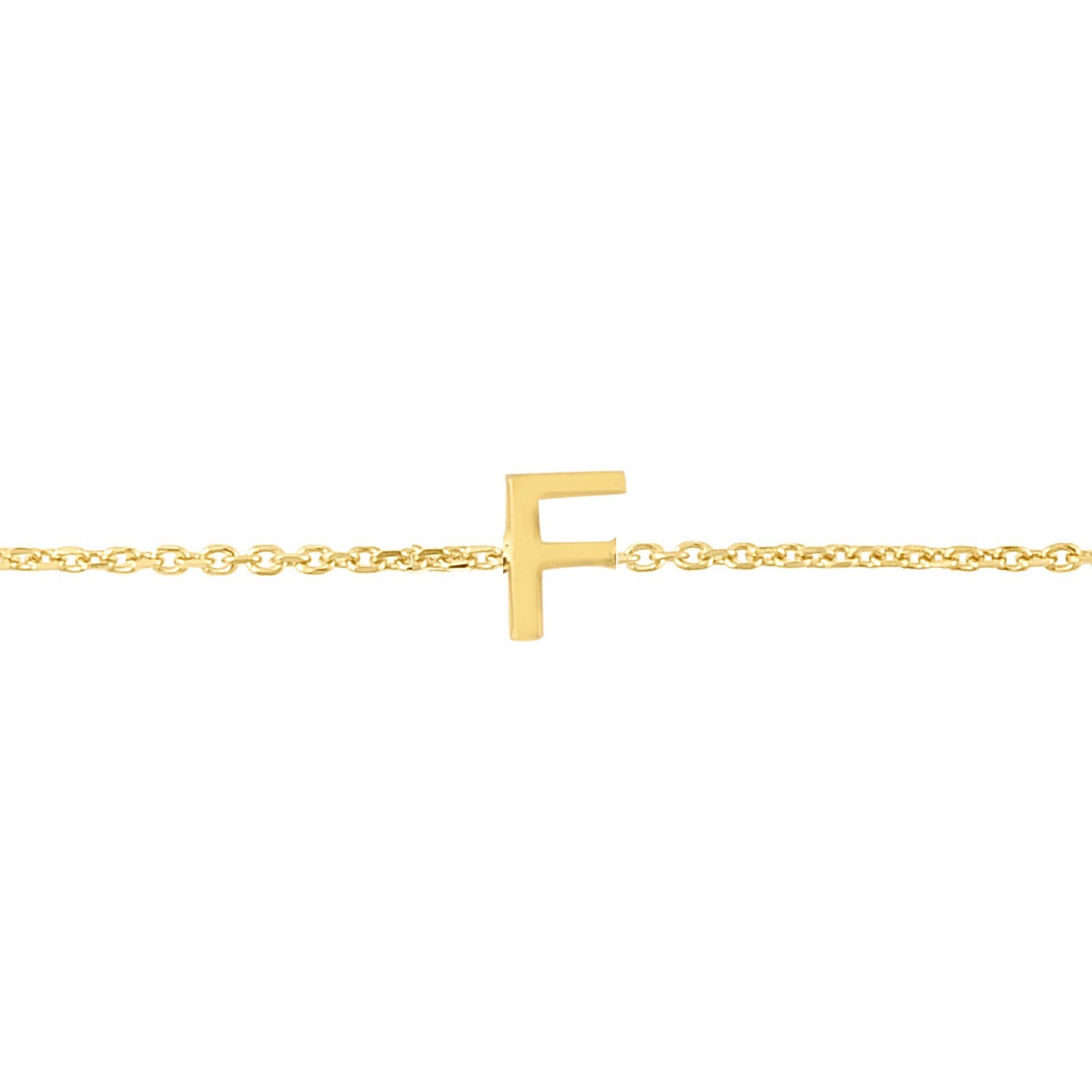 14K Yellow Gold Mini Initial F Bracelet - Image 4