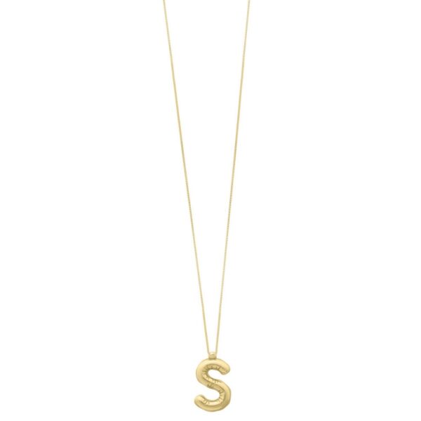 14K Yellow Gold Helium Initial S Pendant