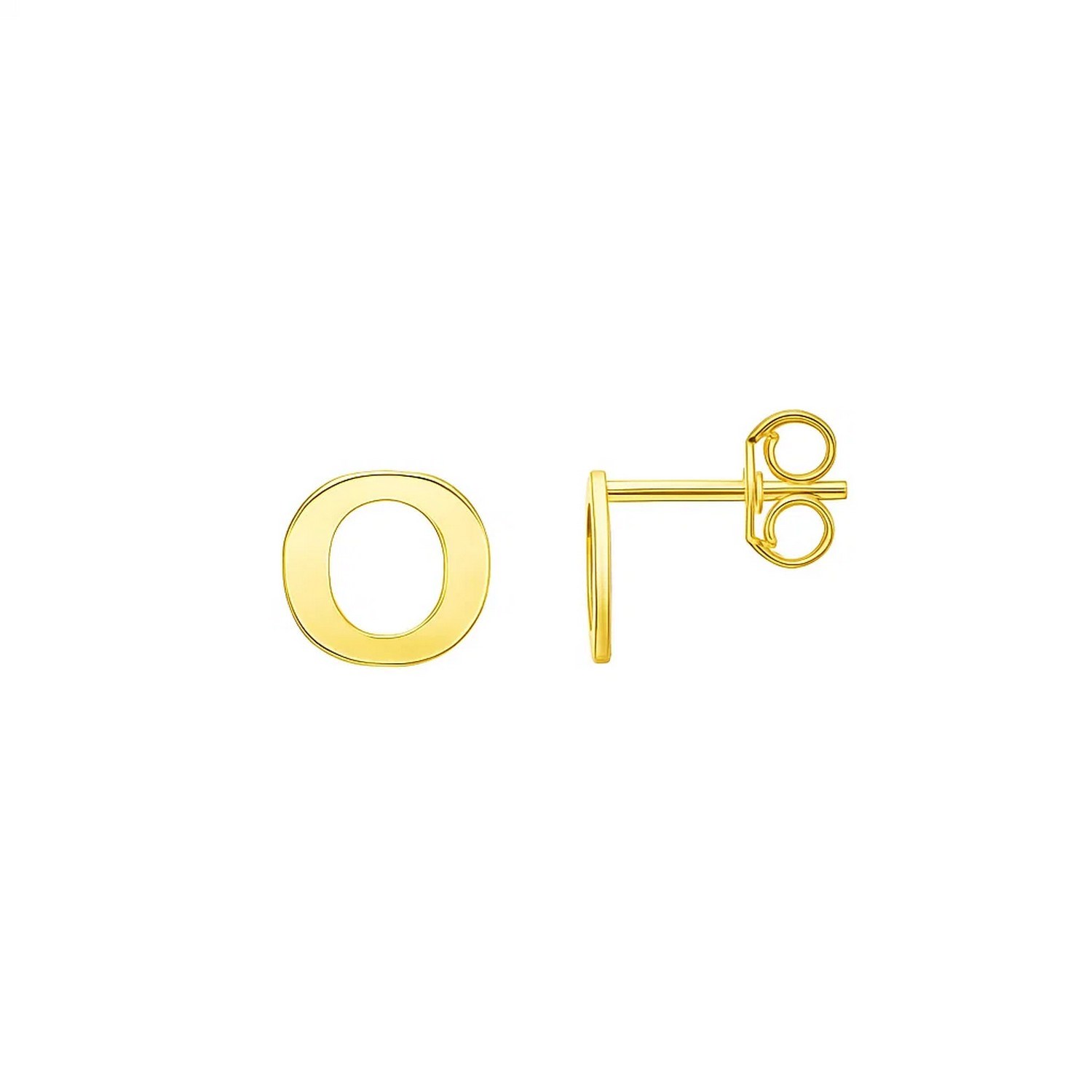 14K Yellow Gold Yours Truly Initial O Stud Earrings
