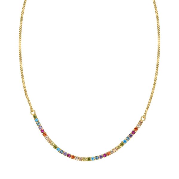 Sterling Silver Gold Plated Rainbow CZ Necklace