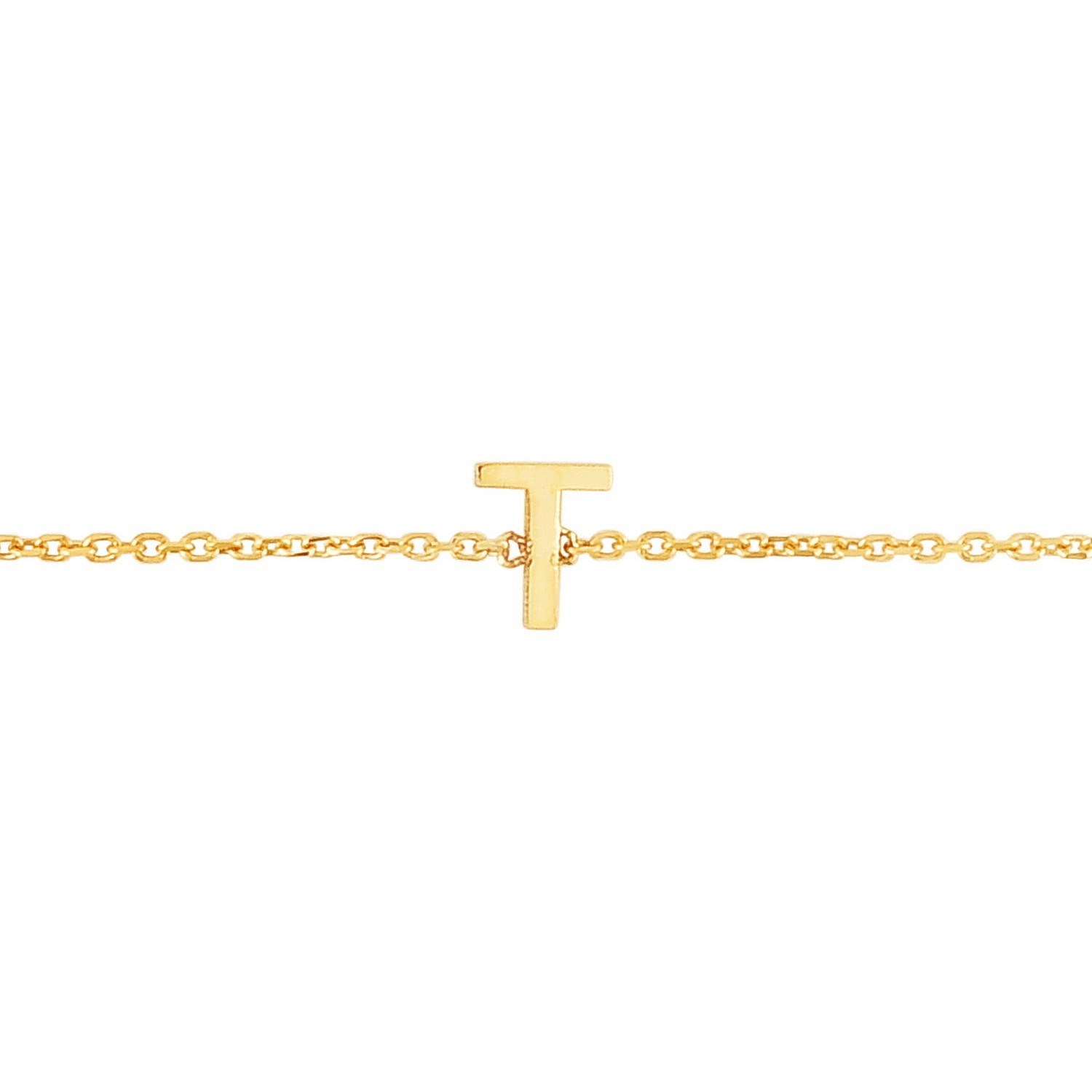 14K Yellow Gold Mini Initial T Bracelet - Image 3