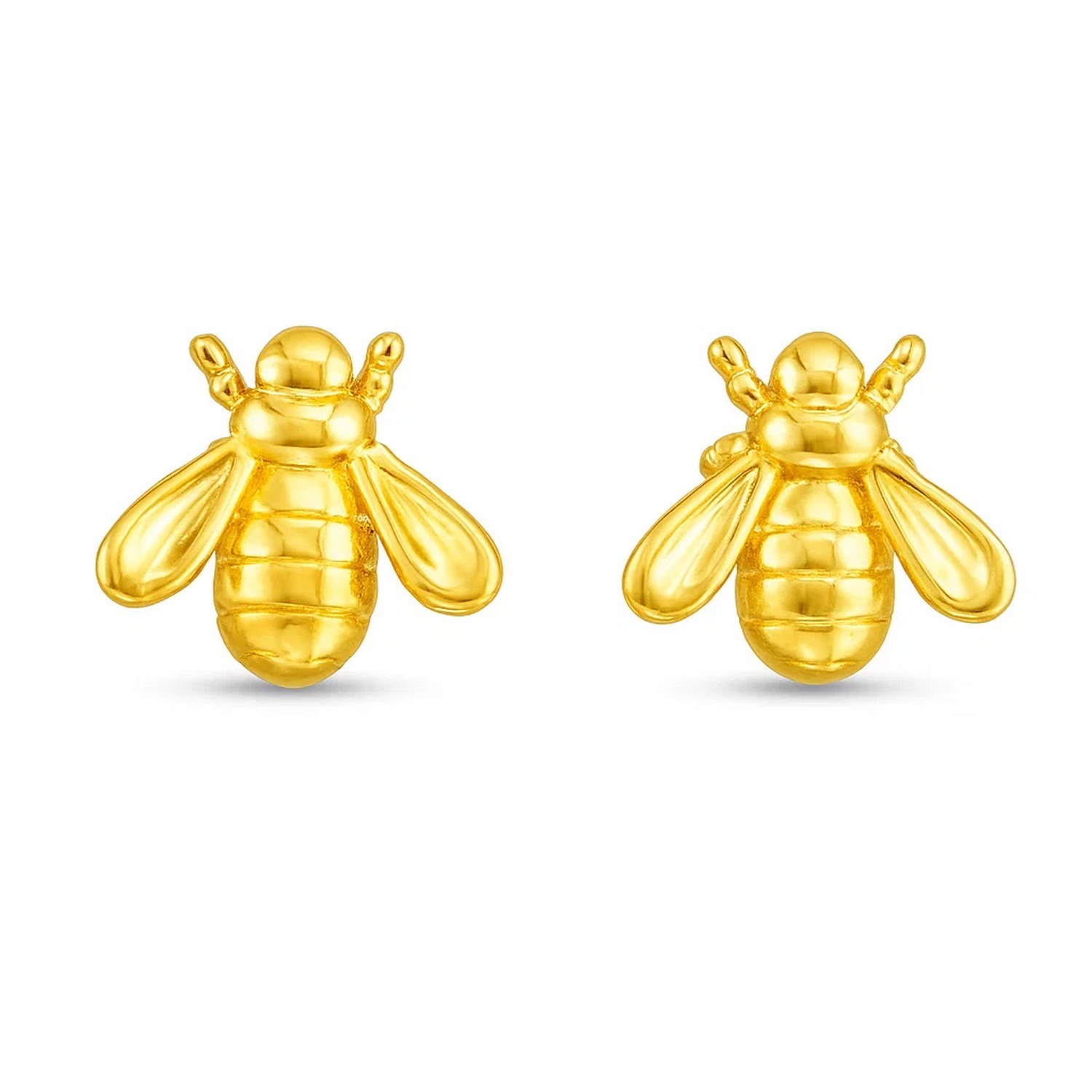 14k Yellow Gold Bee Stud Earrings - Image 2
