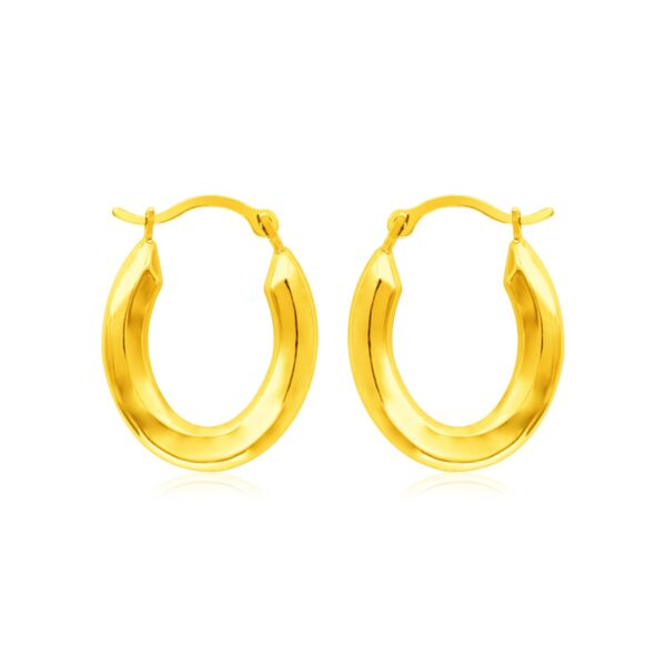 14k Yellow Gold Polished Oval Hoop Earrings