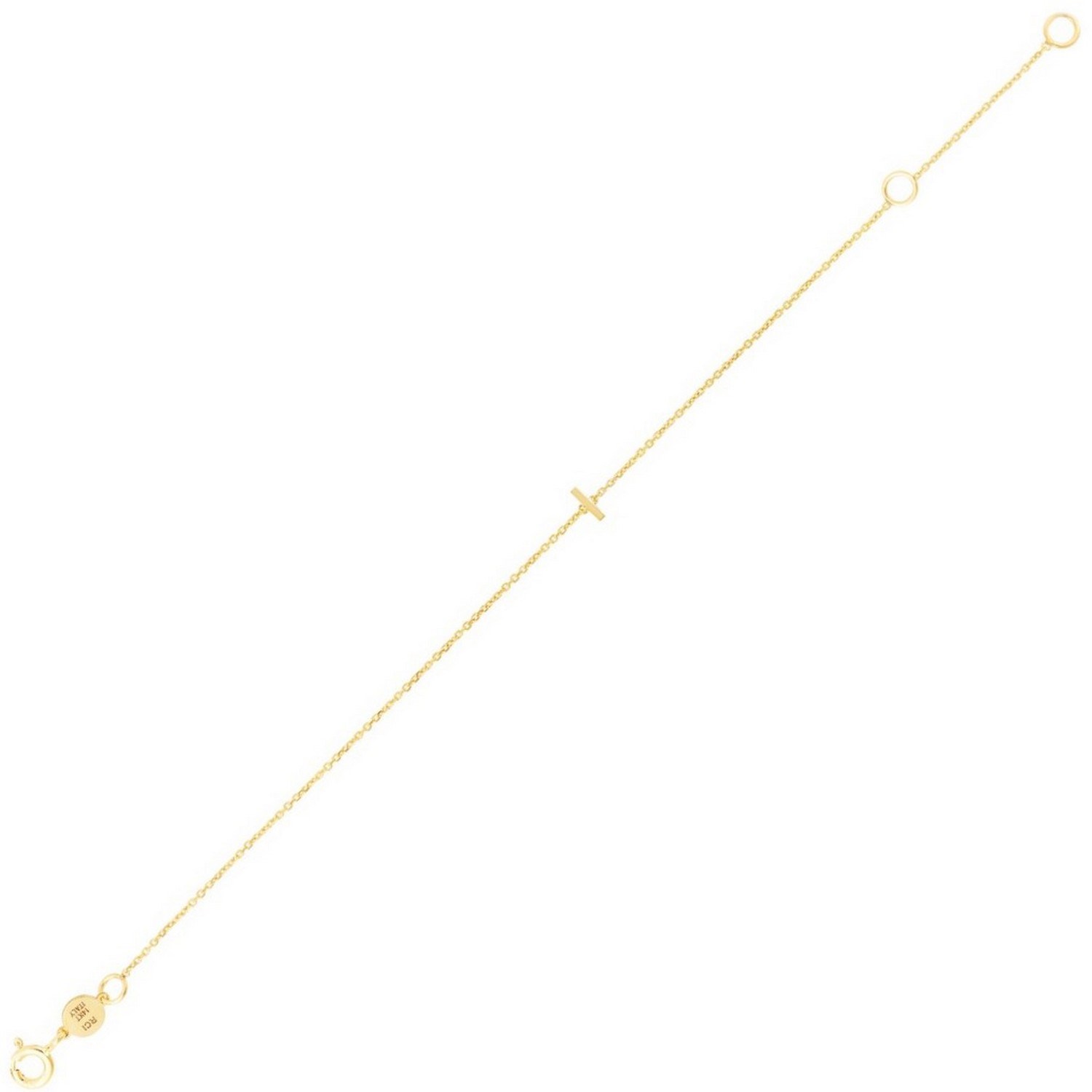 14K Yellow Gold Mini Initial I Bracelet