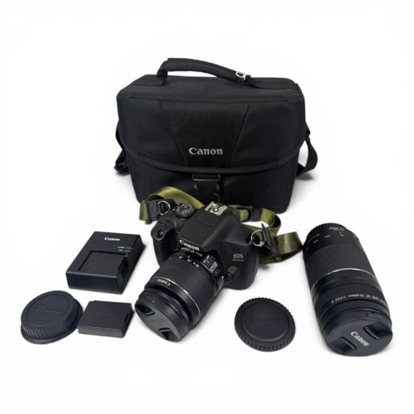 CANON EOS REBEL T7 DSLR Camera, 18-55mm & 75-300mm Lenses Charger Ca (SPG065662)