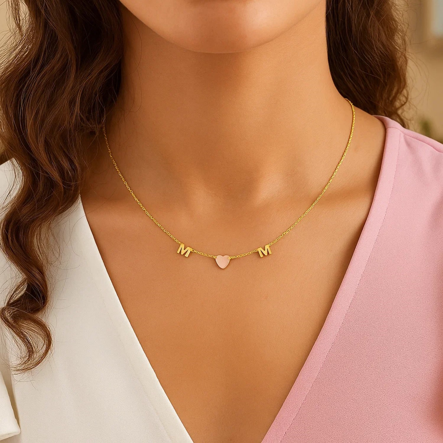 14k Yellow and Rose Gold Mom Necklace - Image 3