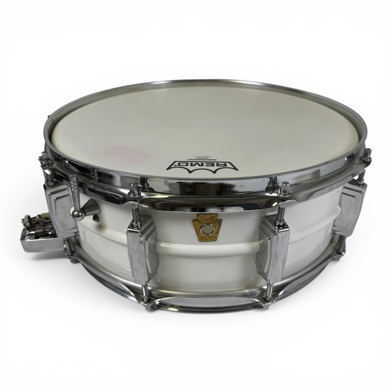 Vintage 1962-63 Ludwig 14x5 Snare Drum Keystone Badge White Finish Imperial Lugs