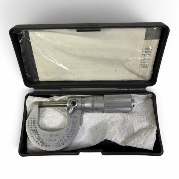 Mitutoyo 0-1” Thread Micrometer .0001” Graduation Made in Japan w/ Case