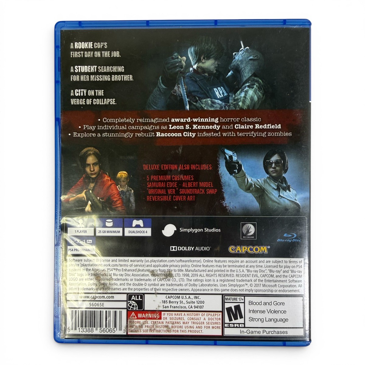 Resident Evil 2 Deluxe Edition PlayStation PS4 2019 (SPG065852)