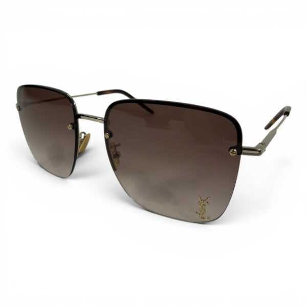 SAINT LAURENT SL312M 008 Gold YSL Brown Rectangular Sunglasses 58mm (SPG065893)