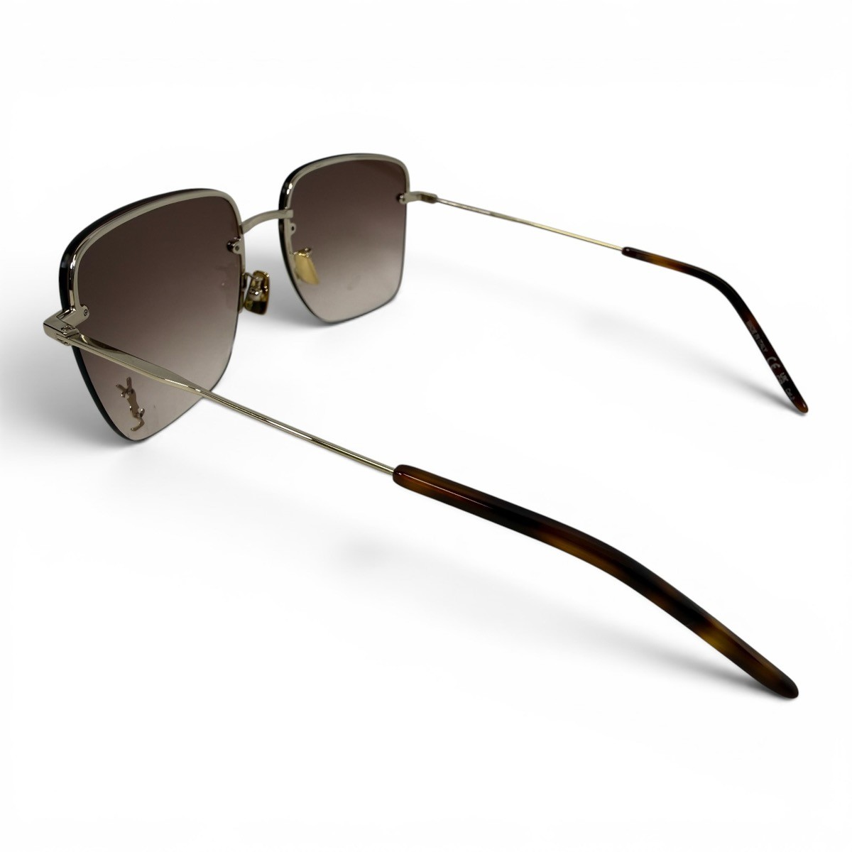 SAINT LAURENT SL312M 008 Gold YSL Brown Rectangular Sunglasses 58mm (SPG065893)