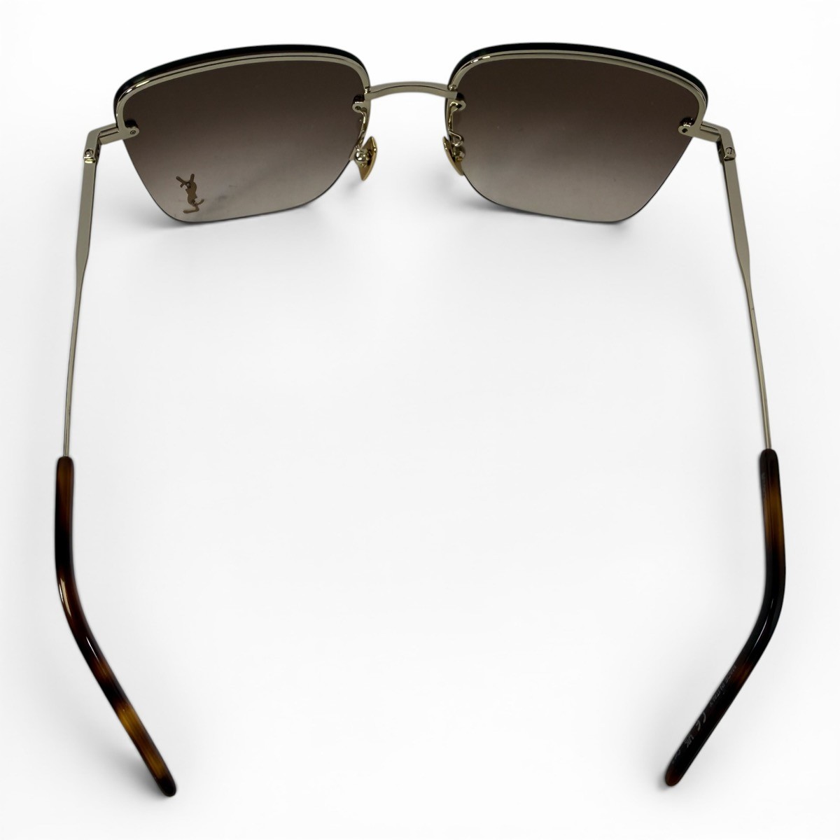 SAINT LAURENT SL312M 008 Gold YSL Brown Rectangular Sunglasses 58mm (SPG065893)