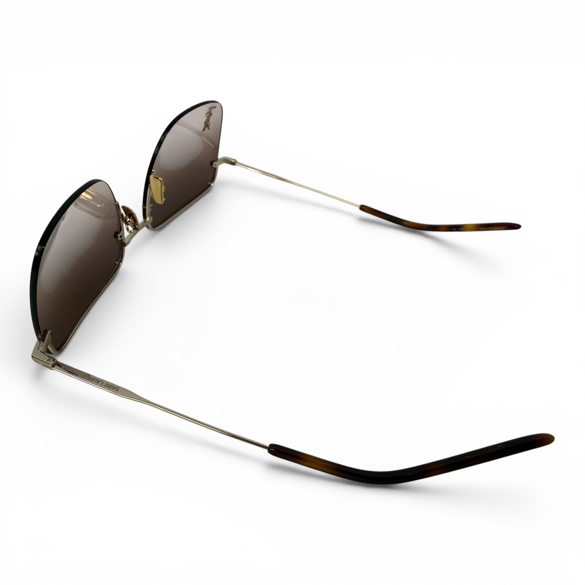 SAINT LAURENT SL312M 008 Gold YSL Brown Rectangular Sunglasses 58mm (SPG065893)