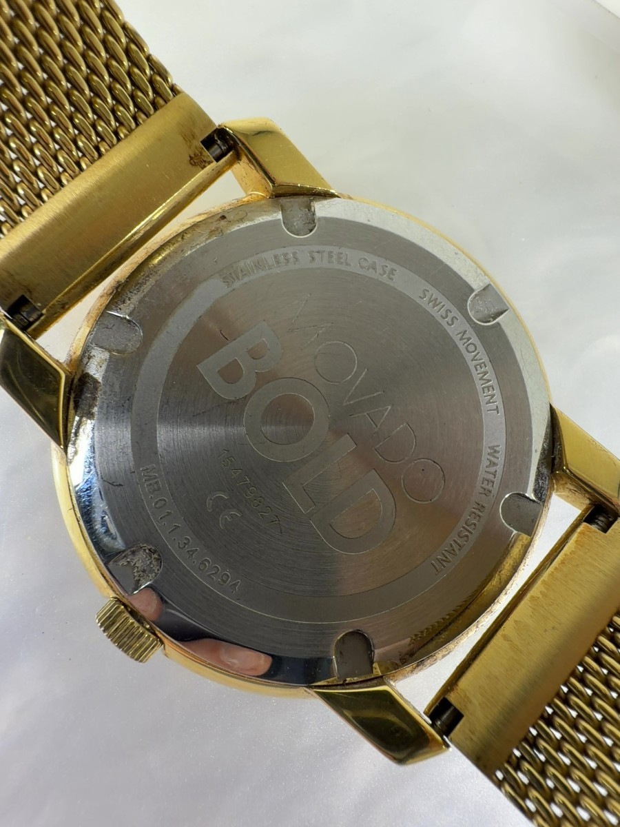 Movado BOLD MB.0113.4.6294 Gold-Tone Mesh Quartz Watch w/ New Batt (SPG066590)