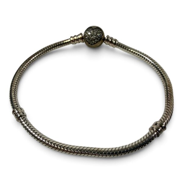 Pandora 925 Moments Snake Sparkling Pave Heart Clasp Bracelet 7" (SPG066134)