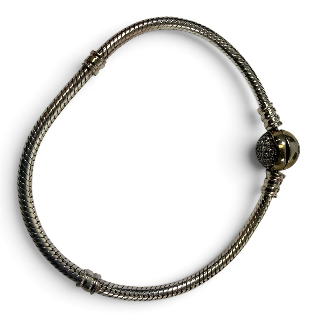 Pandora 925 Moments Snake Sparkling Pave Heart Clasp Bracelet 7" (SPG066134)