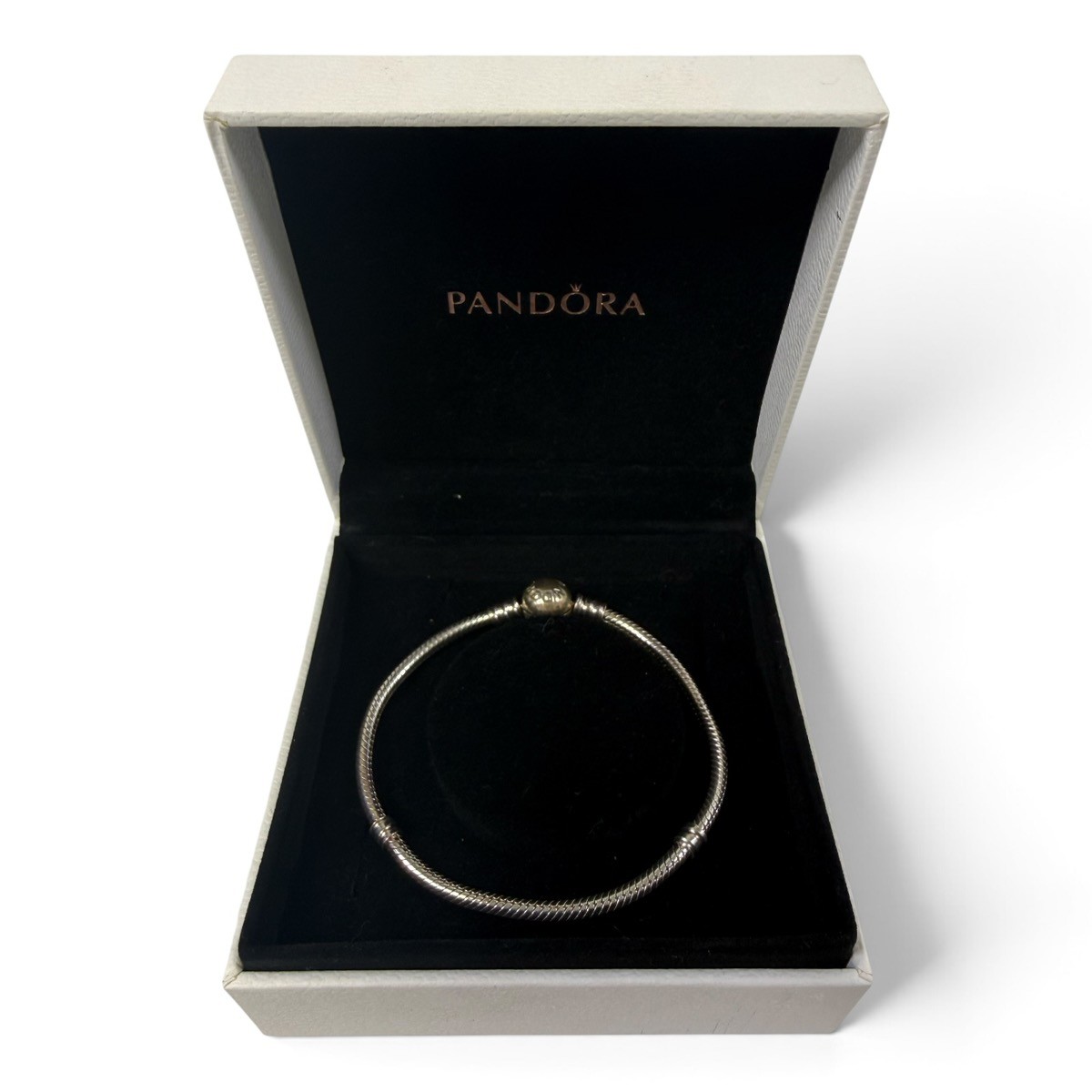 Pandora 925 Moments Snake Sparkling Pave Heart Clasp Bracelet 7" (SPG066134)