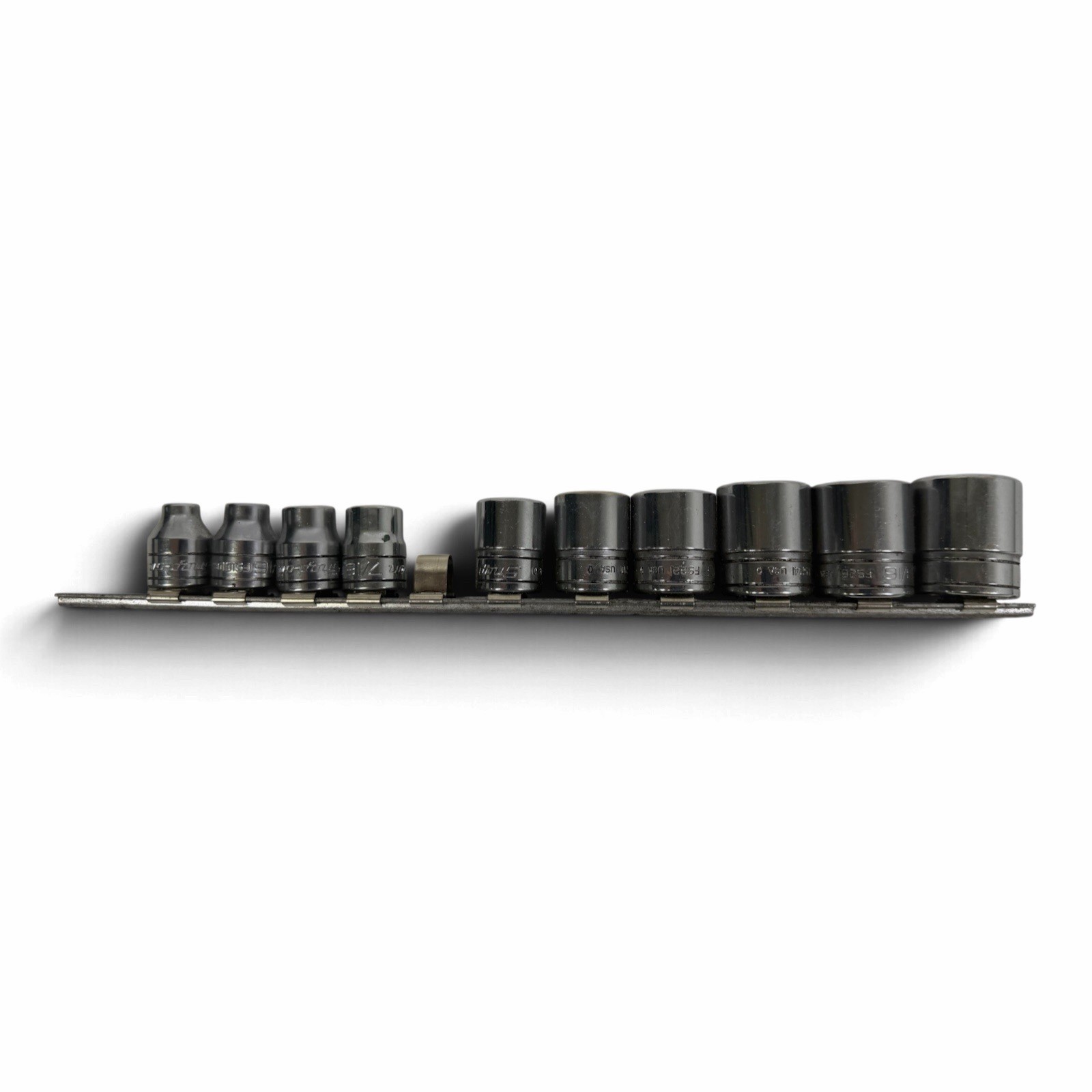 Snap-on 211FSY 10pc 1/4" - 7/8" 3/8" Drive 6pt SAE Shallow Socket Set (no 1/2”)