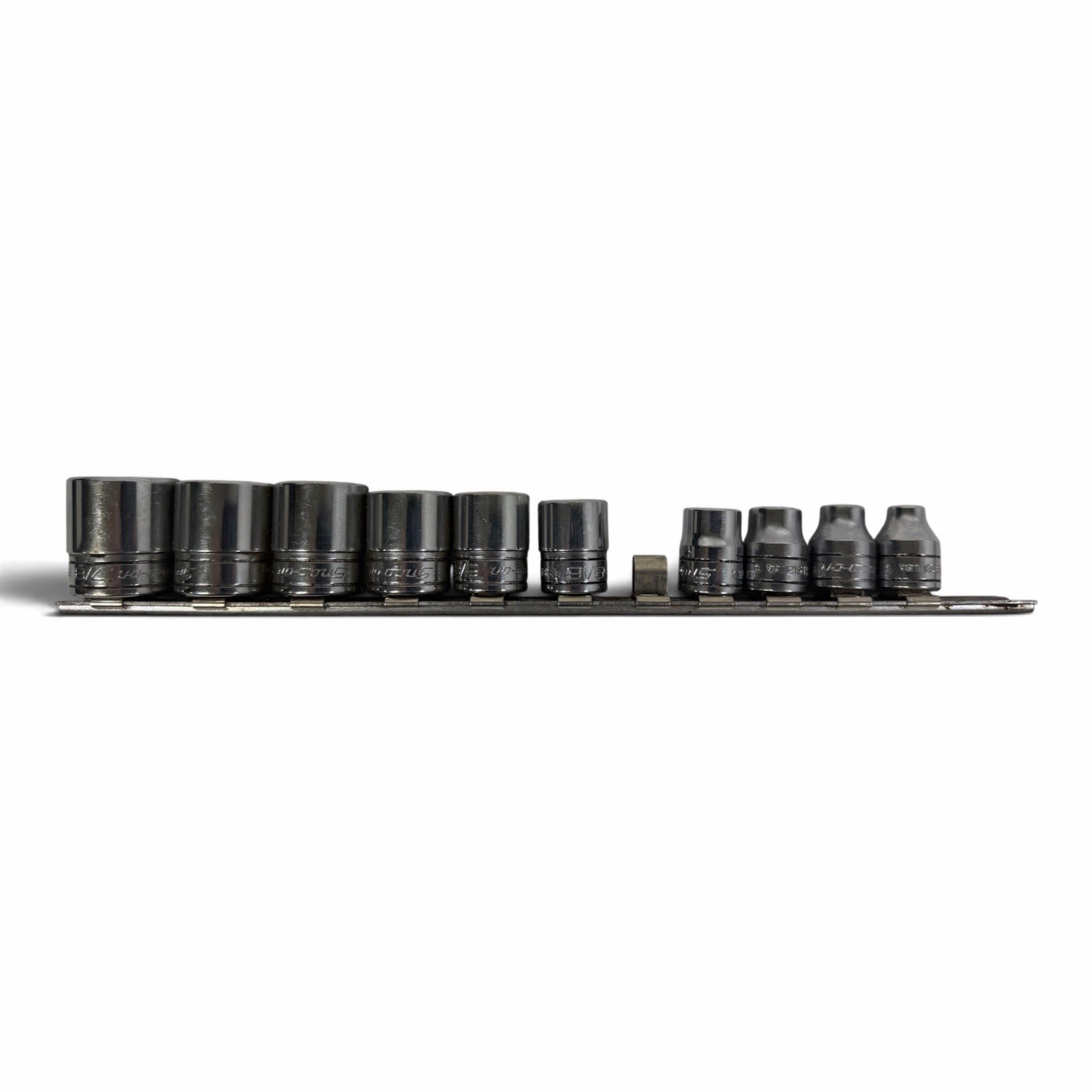 Snap-on 211FSY 10pc 1/4" - 7/8" 3/8" Drive 6pt SAE Shallow Socket Set (no 1/2”)